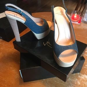 Giuseppe Denim Sandals Never Worn $175 Size 39